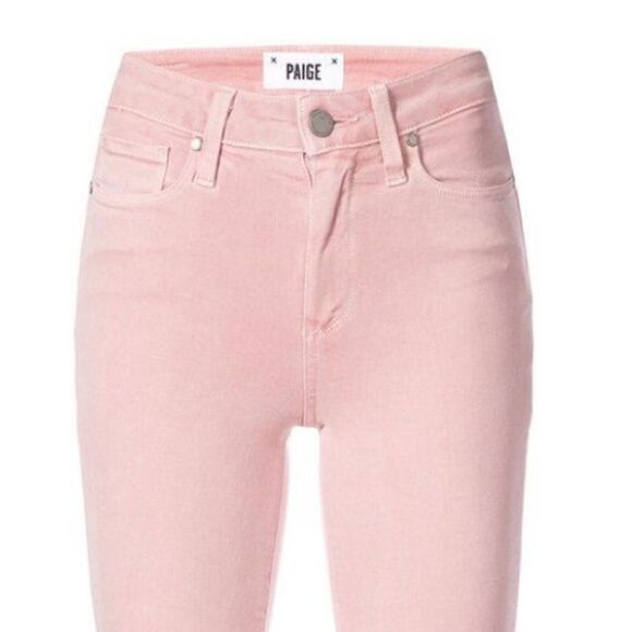 Paige Hoxton Pink Jeans Straight Leg Ankle Stretchy Raw Crop Ankle Size 28 - Picture 5 of 10